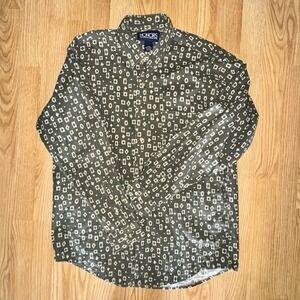Honors Mens Long Sleeve Button-Down 100% Cotton Vintage Abstract Geo Print L